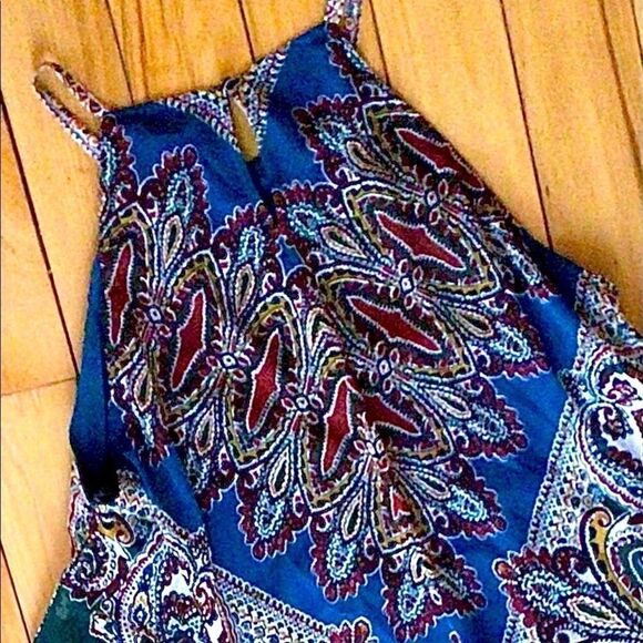 FESTIVAL NIGHT RIDER BOHO KERCHIEF HEM DRESS - TRUE TEAL/TAN 8 NWT - Picture 8 of 16